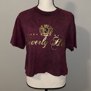 Beverly Hills Rodeo Drive Graphic Summer Short Sleeve Crop Top Size Medium